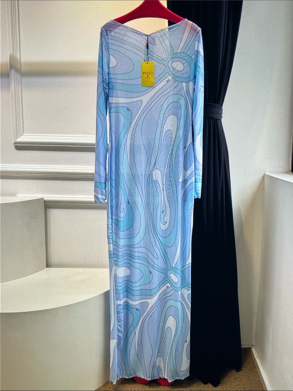 Emilio Pucci Blue & White Swirl Maxi Skirt